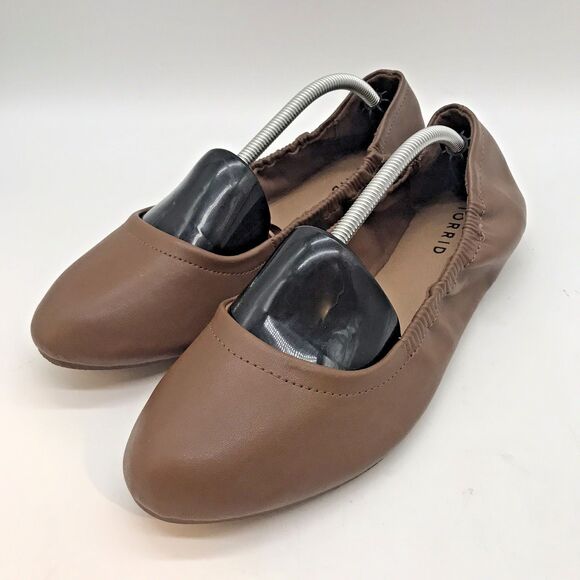 Torrid Scrunch Ballet Flats Women's 8.5WW Brown Lightweight Slip On Comfort Shoe - Picture 3 of 11